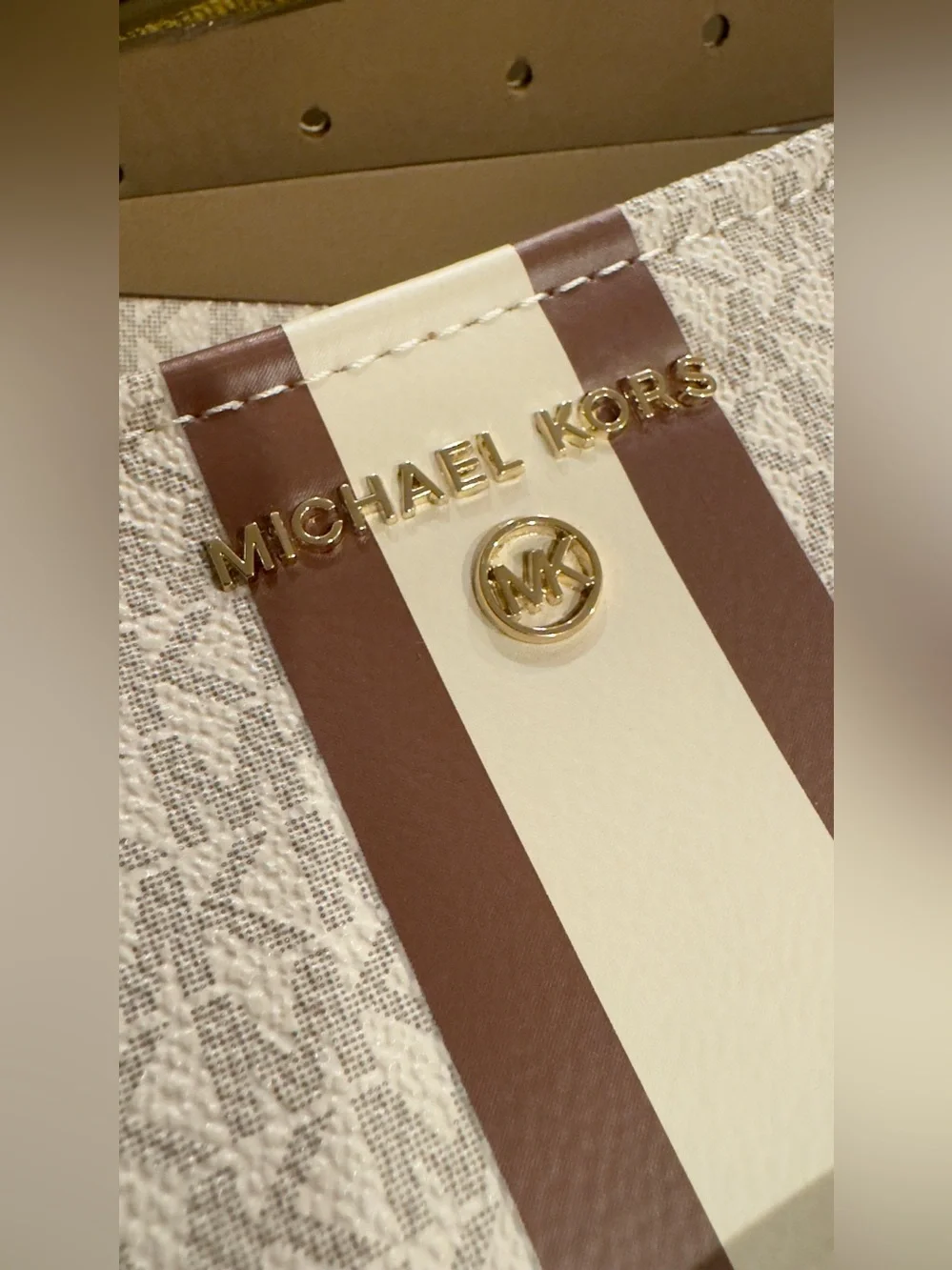 Michael Kors Signature Stripe Belt Bag Vanilla S/M NWOT w/ Box